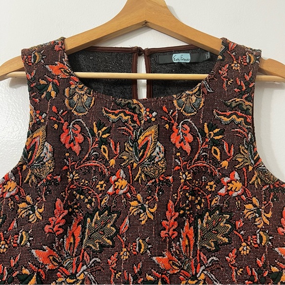 Anthropologie Eva Franco S Brown Jacquard Tulle Boho Feminine Sleeveless Top - Picture 4 of 16